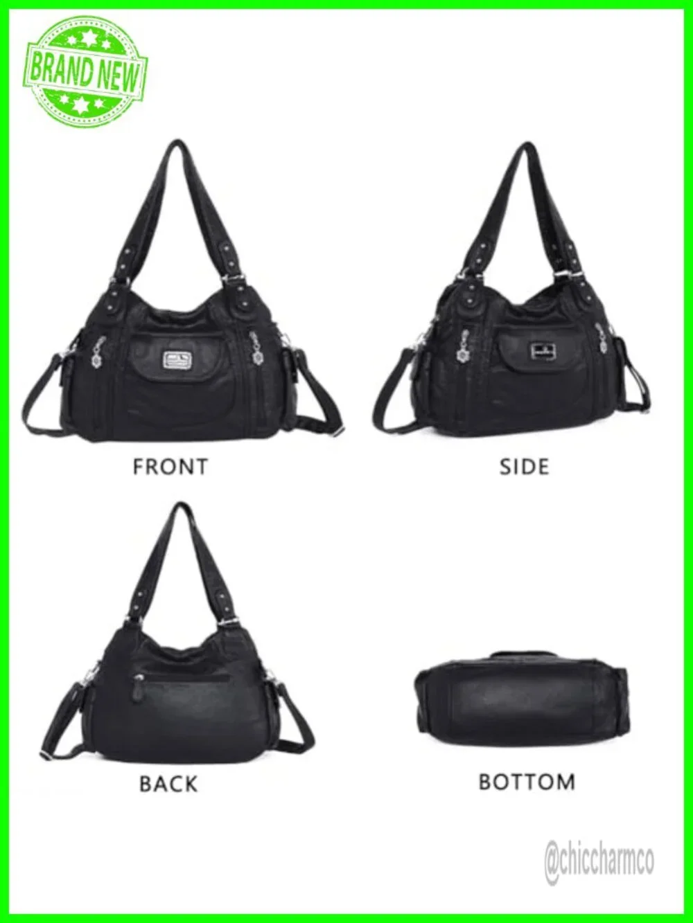 Washed PU Leather Hobo Shoulder Bag Convertible Crossbody Tote Purse